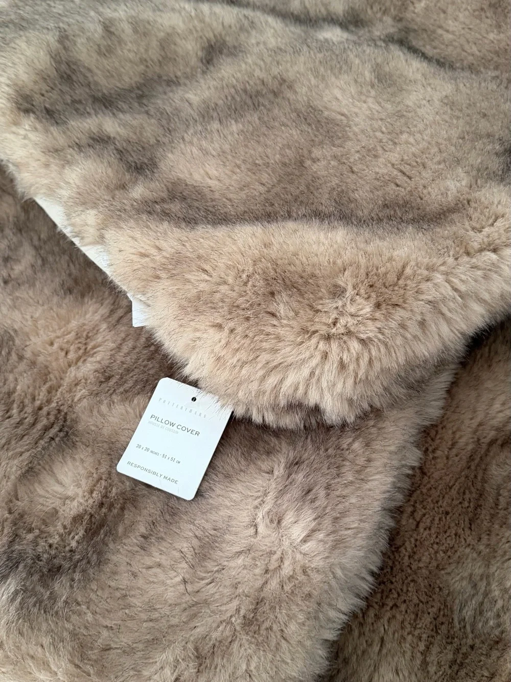 Pottery Barn Faux Mink Throw and 2 Pillow Covers Taupe color